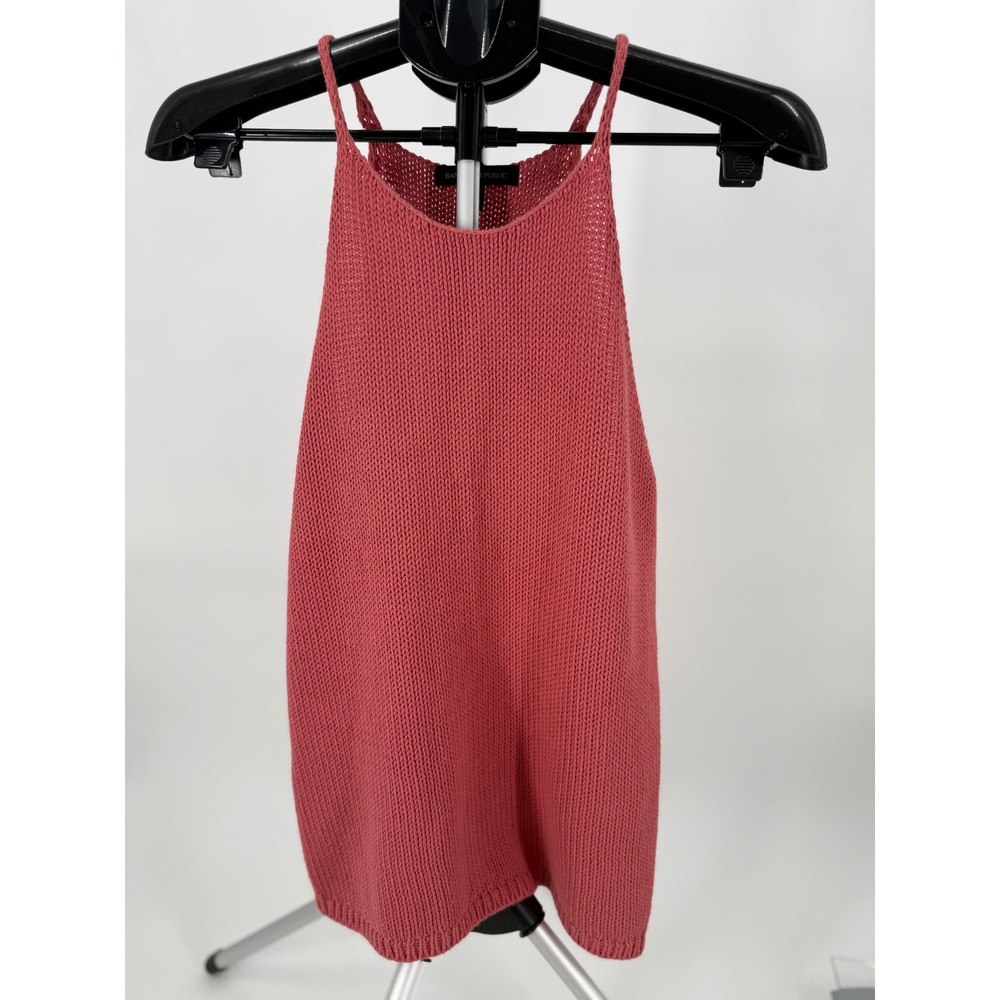 Banana‎ Republic Coral Pink Cotton Knit Halter Tank Top Sleeveless Shaker S